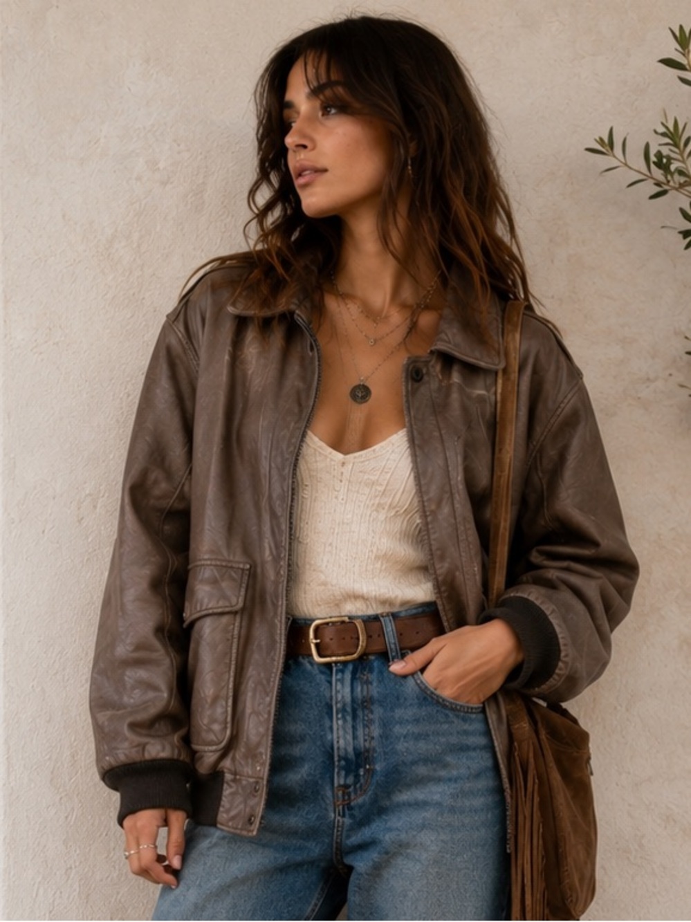 Vintage 90s Flyer's Leather Type A-2 Brown Cafe Style Bomber Leather Jacket Med
